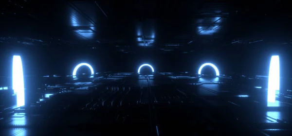 Alien űrhajó neon futurisztikus sci fi lézer kör alakzat séma — Stock Fotó