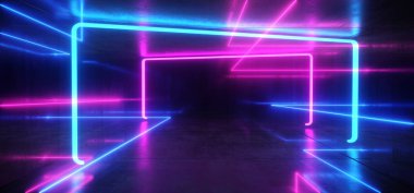 Uzay gemisi Neon parlayan ışıklar lazer şekiller ışın mor mavi Vibr