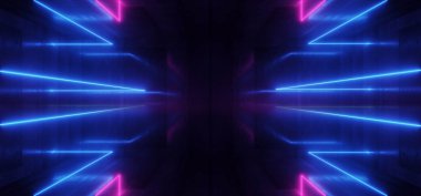 Uzay gemisi Neon parlayan ışıklar lazer şekiller ışın mor mavi Vibr