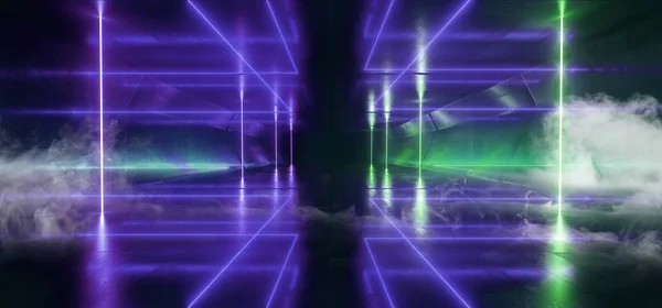 Dym Neon futurystyczny światła świecący Trójkąt Sci Fi retro Abstr — Zdjęcie stockowe