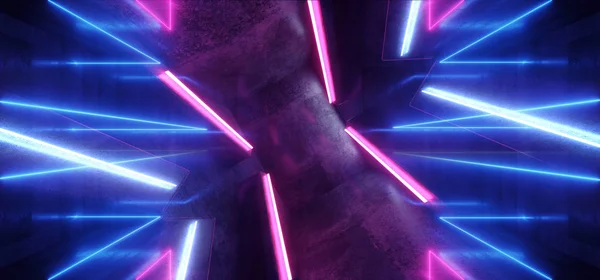 Spaceship Neon Glowing Lights Laser Shapes Beam Purple Blue Vibr