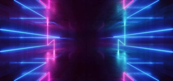 Nave espacial luces brillantes de neón formas láser haz azul púrpura Vibr — Foto de Stock