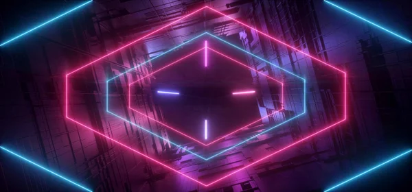 Neon glödande laser lila blå futuristiska sci fi modern retro Al — Stockfoto