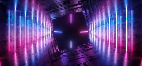 Neon Floresan Parlayan Lazer Mor Mavi Fütüristik Sci Fi Mod — Stok fotoğraf