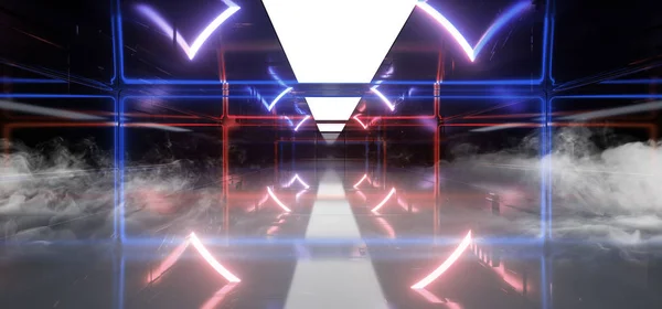 Rook Neon gloeiende paarse blauwe laser straal Sci Fi toekomst moderne P — Stockfoto
