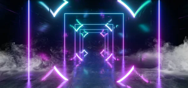 Rök Neon glödande lila blå laser stråle Sci Fi Future modern P — Stockfoto