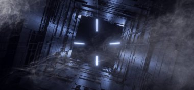 Duman Neon Floresan Parlayan Lazer Mavi Fütüristik Sci Fi Modu