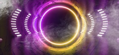 Duman Sahne Neon Parlayan Alien Spaceship Fütüristik Sci Fi Const