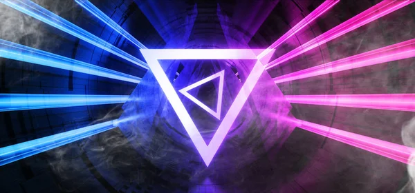 Sci Fi Neon Glowing Triangle Spare Circle Gate Por — стоковое фото