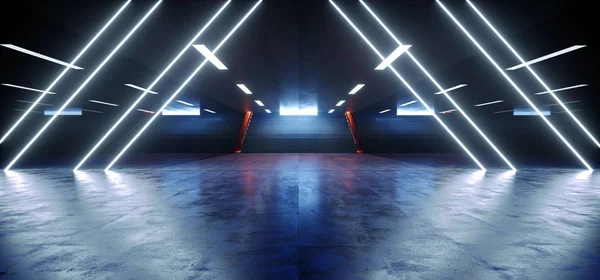 Neon verlichting driehoek vorm Hall donkere lege ondergrondse tunnel co — Stockfoto