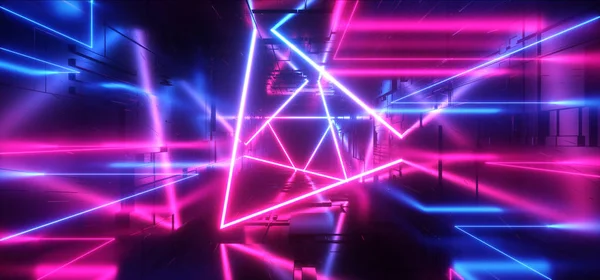Néon Brilhante Laser Beam Sci Fi Futuro Portal Moderno Portal Virtual — Fotografia de Stock