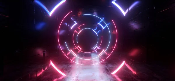 Neon Parlayan Lazer Işın Sci Fi Gelecek Modern Portal Kapısı Sanal — Stok fotoğraf