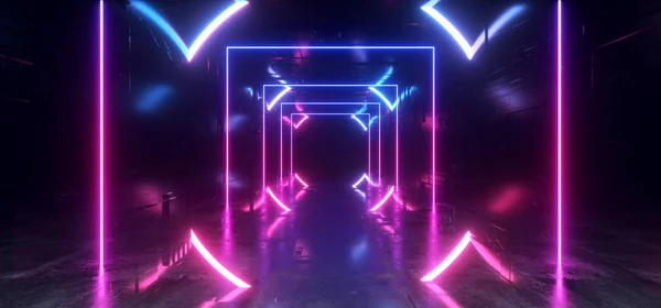 Neon Parlayan Lazer Işın Sci Fi Gelecek Modern Portal Kapısı Sanal — Stok fotoğraf