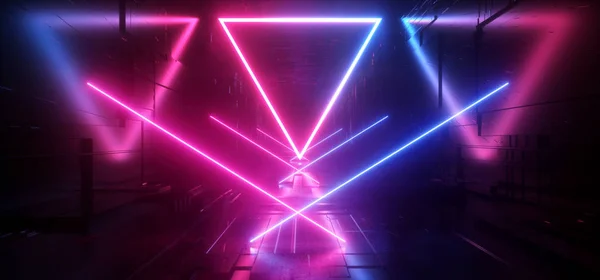Triangle Shaped Neon Glowing Laser Purple Blue Futuristic Sci Fi