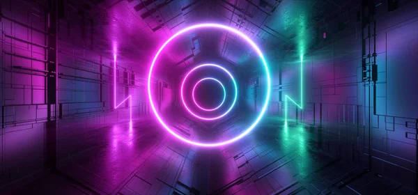 Neon Glowing Laser Blue Purple Circle Sci Fi Futuristic  Technol