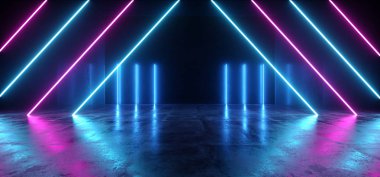 Neon Parlayan Işıklar Retro Siber Üçgen Mavi Mor Parlak Fl