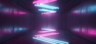 Neon Parlayan Işıklar Retro Siber Sanal Mor Mavi Parlak Grip