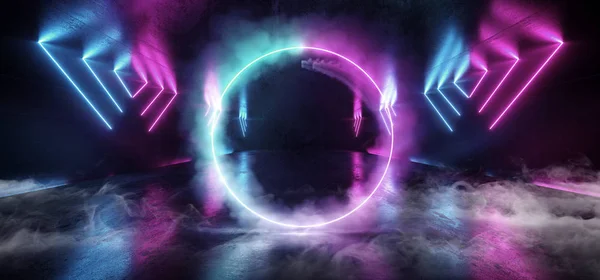 Smoke Neon Glowing Plasma Circle Retro Cyber Virtual Purple Blue
