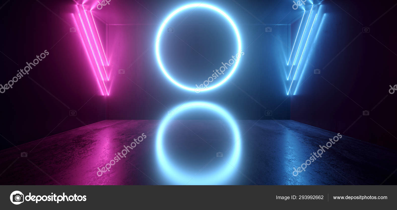 Neon Glowing Circle Retro Cyber Virtual 