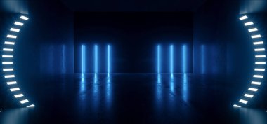 Neon Parlayan Işıklar Retro Cyber Studio Mavi Parlak Floresan