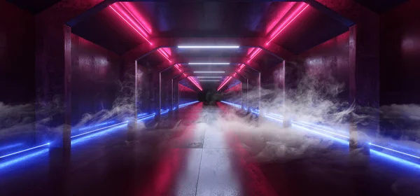 Smoke Sci Fi Futuristinen neon hehkuva violetti sininen elinvoimainen heijastus — kuvapankkivalokuva