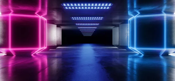 Футуристический Sci-Fi Неоновый Глоуинг Фиолетово-голубая бетонная решетка — стоковое фото