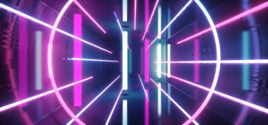 Neon Parlayan Parlak Bilim Kurgu Fütüristik Işıklar Canlı Mor Bl