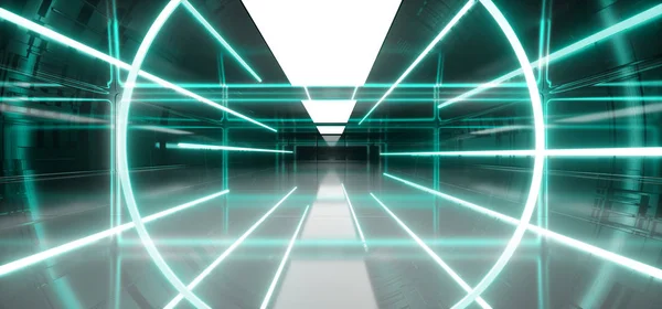 Neon Glowing Luminous Sci Fi Futuristic Lights Blu verde vibrante — Foto de Stock
