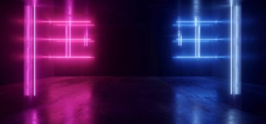 Disko Fütüristik Dark Sci Fi Neon Işıklar Mor Mavi Fütüristik 