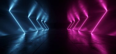 Neon Işıklar Mor Mavi Bilim Kurgu Fütüristik Floresan Parlayan Co