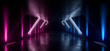 Fütüristik Sci Fi Üçgen koyu neon Işıklar Mavi Mor Futuris