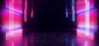 Matrix Disco Fütüristik Dark Sci Fi Neon Işıklar Mor Mavi Futu