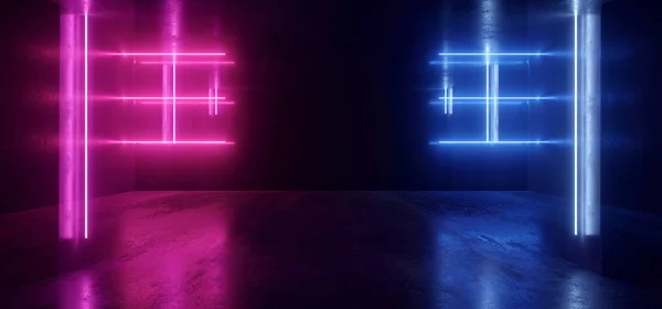 Disco Futurista escuro Sci Fi luzes de néon roxo azul futurista — Fotografia de Stock