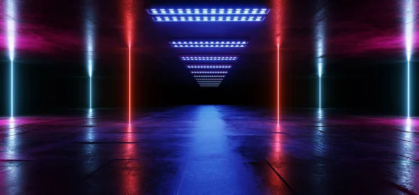 Sci Fi Futurista luzes de néon azul roxo futurista fluorescente — Fotografia de Stock
