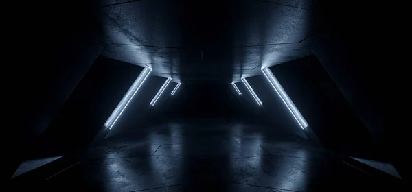 Fütüristik Sci Fi Üçgen Koyu Neon Işıklar Mavi Fütüristik Kızdırma — Stok fotoğraf