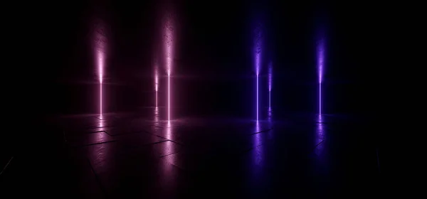Pylons Dark Sci Fi futurystyczne neon Lights fioletowy niebieski futurystyczny — Zdjęcie stockowe