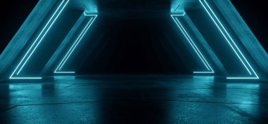 Fütüristik Sci Fi Dark Neon Işıklar Mavi Fütüristik Parlayan Trian