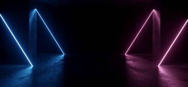 Sci Fi Parlayan Neon Hatları Tüp Işıklar Fütüristik Mor Mavi Vi