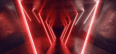 Sci Fi Parlayan Siber Neon Üçgen Hatları Tüp Işıklar Fütüristik 