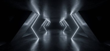 Neon Ok Şekilli Işıklar Fütüristik Sci Fi Parlayan Mavi Beyaz V
