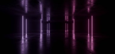 Pylons Dark Sci Fi Fütüristik Neon Işıklar Mor Mavi Fütüristik