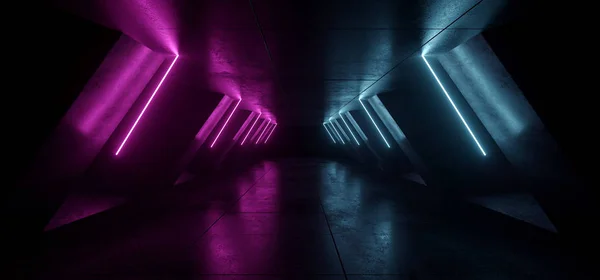 Neon glühende futuristische Science Fiction Dunkellichter lila blau Futuristen — Stockfoto