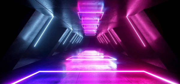 Neon brilhante Futurista Sci Fi escuro luzes roxo azul Futuristi — Fotografia de Stock