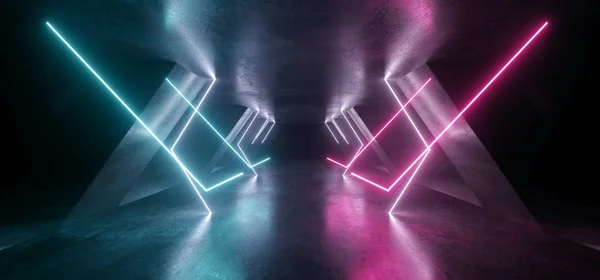 Sci Fi świecące Neon linie Tube Lights futurystyczny fioletowy niebieski VI — Zdjęcie stockowe