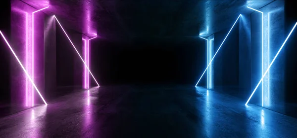 Sci Fi brilhante neon linhas tubo luzes futurista roxo azul Vi — Fotografia de Stock