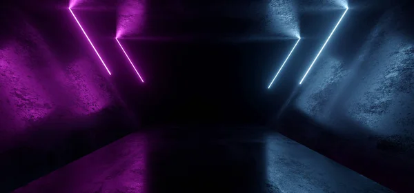 Sci Fi Parlayan Neon Hatları Tüp Işıklar Fütüristik Mor Mavi Vi — Stok fotoğraf