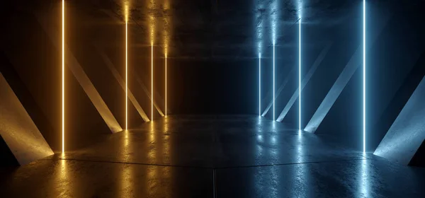Futuristische paarse donkere Sci Fi neon lichten gele futuristische gloed — Stockfoto