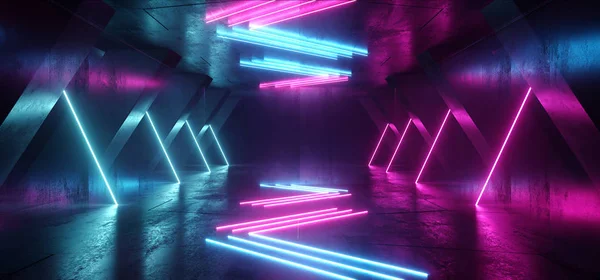 Neon-vonalak Tube Lights futurisztikus sci fi ragyogó lila kék vib — Stock Fotó