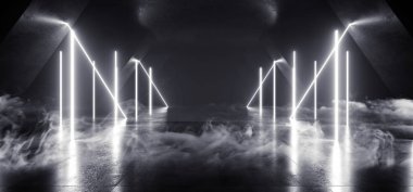 Duman Neon Lazer Parlayan Beyaz Sci Fi Fütüristik Grunge Beton