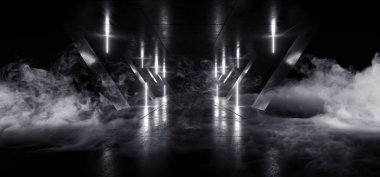 Duman Neon Lazer Parlayan Beyaz Sci Fi Fütüristik Grunge Beton